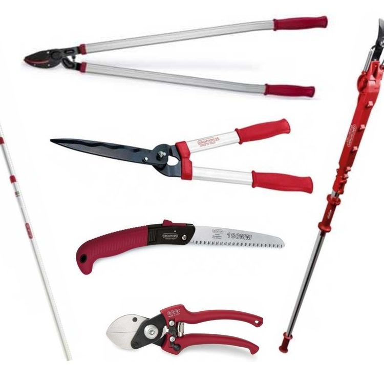 troncarami, svettatoi, seghetti, forbici, tagliasiepi